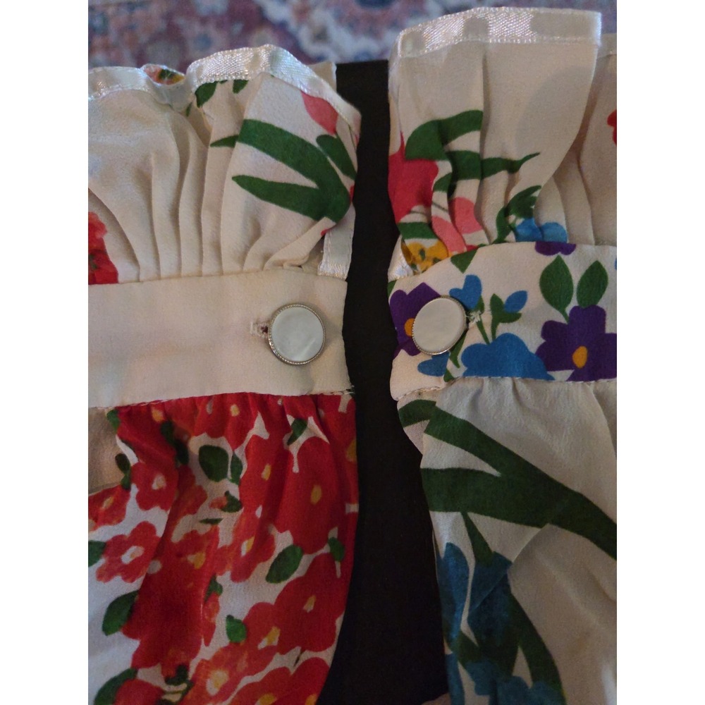 Gucci Silk Floral Butterfly Print Ruffle Bow Mini Dress 434347 Ivory S - Picture 6 of 9